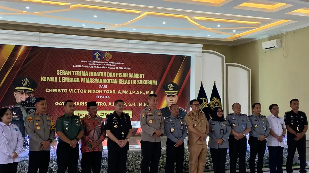 Kadivpas Kanwil Kemenkumham Jabar, Kusnali saat hadiri sertijab Kepala Lapas Kelas IIB Sukabumi (Liputan6.com/Istimewa)