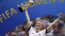 Piala Dunia Wanita kali ini mungkin akan menjadi laga kompetisi terakhir dari Megan Rapinoe karena kini dirinya sudah berusia 33 tahun. (Photo by CHRISTOPHE SIMON / AFP)
