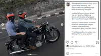 Ridwan Kamil membonceng AHY dengan motor klasik (Instagram @ridwankamil)