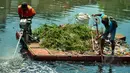 Pekerja kebersihan membersihkan tumbuhan liar dan sampah di bantaran Kali Sentiong, Jakarta, Selasa (31/3/2015). Kegiatan tersebut dilakukan guna mengantisipasi banjir dan mengurangi penumpukan sampah di sepanjang sungai. (Liputan6.com/Faizal Fanani)