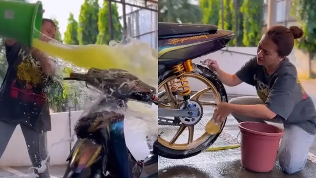 Ternyata Nathalie Holscher Suka Cuci Motor Sendiri, Gayanya Asyik Banget