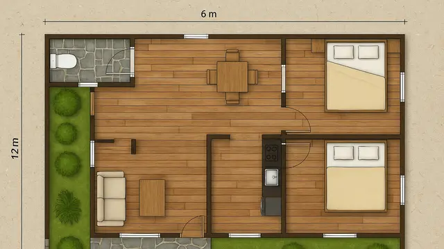 Gambar Rumah Sederhana Ukuran 6x12 di Kampung (Image by ChatGPT)