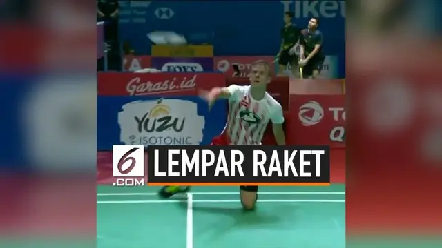 VIDEO: Lawan Jonatan Christe, Pebulu Tangkis Denmark Lempar Raket