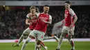 Lima gol Arsenal dicetak Leandro Trossard, kemudian Ben White menyumbang dua gol. Mantan pemain Chelsea, Kai Havertz, juga melesakkan dua gol. (AP Photo/Kin Cheung)