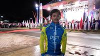 Pembalap andalan tim PGN Road Cycling Team, Jamal Hibatullah, bertekad untuk tampil lebih baik di Tour de Singkarak 2018. (Bola.com/Rizki Hidayat)