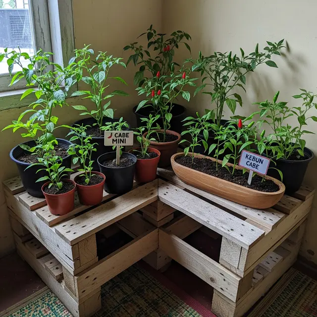 9 Desain Kebun Cabai di Meja Kayu Palet ala Kebun Mini, Estetis dan Fungsional