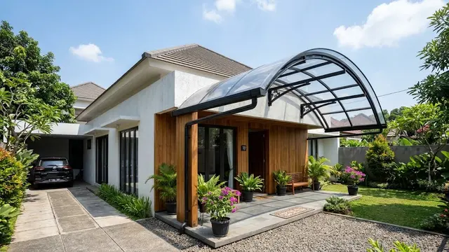 Kanopi Transparan dengan Desain Melengkung