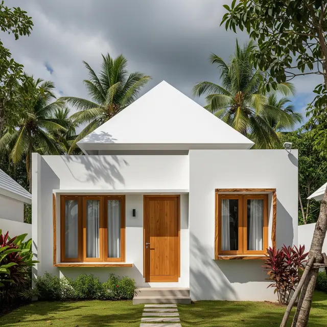 Desain Rumah Minimalis di Desa dengan Atap Limasan dan Sentuhan Kayu Alami