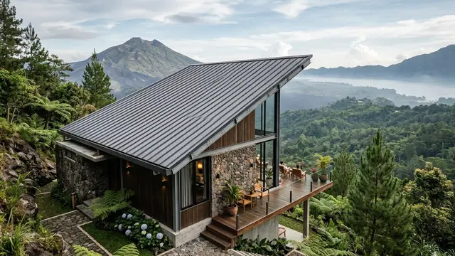 Model Rumah Minimalis dengan Atap Miring Minimalis Kekinian