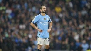 Bernardo Silva menunjukkan ekspresinya dalam pertandingan antara Manchester City melawan Arsenal di Premier League musim 2024/2025, Minggu malam (22/9/2024) WIB.