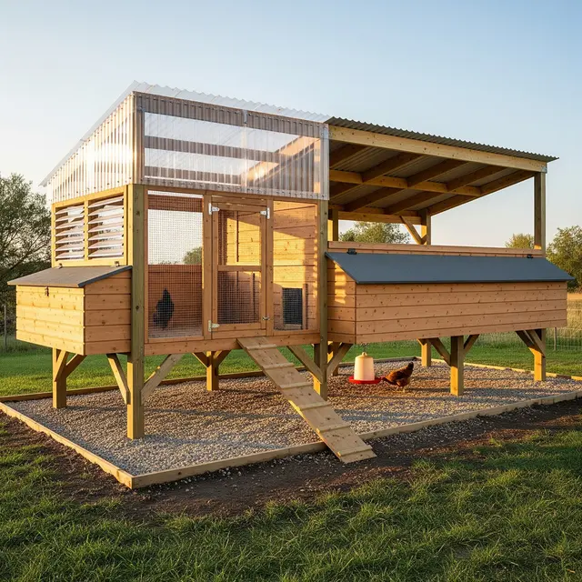 Desain Kandang Ayam agar Tidak Becek saat Hujan (Image by Gemini AI)