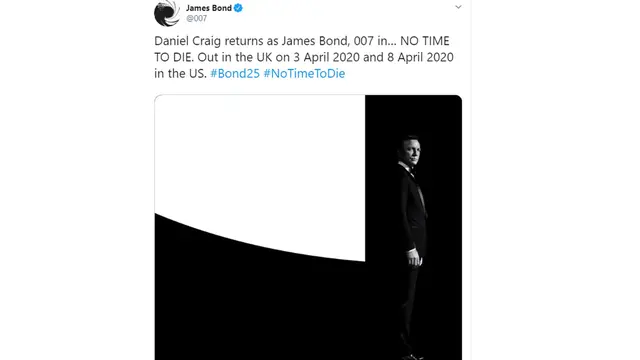 Pengumuman judul film James Bond (Twitter/ 007)