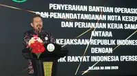 Jaksa Agung ST Burhanuddin saat menghadiri penandatanganan Nota Kesepahaman atau MoU dengan PT Bank Rakyat Indonesia (Persero) Tbk. (Bank BRI) di Aula Sasana Pradana Kejaksaan Agung. (Istimewa)