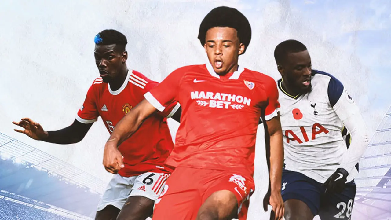 Ilustrasi - Paul Pogba, Jules Kounde, Tanguy Ndombele