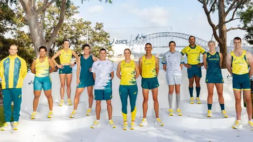 <p>Seragam kontingen Australia di Olimpiade Paris 2024 rancangan ASICS. (dok. Instagram @asicsaustralia/https://www.instagram.com/p/C4M07uzxl_I/)</p>
