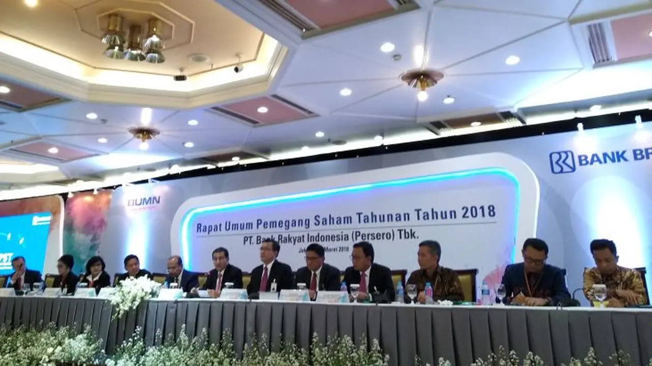 PT Bank Rakyat Indonesia (Persero) Tbk (BRI) menggelar Rapat Umum Pemegang Saham Tahunan (RUPST) di Kantor Pusat Bank BRI, Jakarta, Kamis (22/3/2018). (Wilfridus/2018)