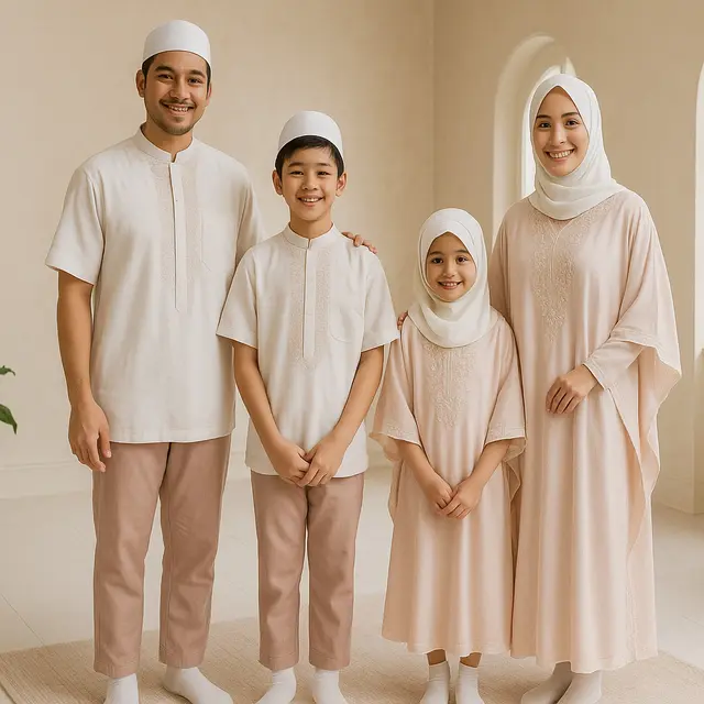 Inspirasi Model Outfit Sholat Ied Keluarga 2025 yang Serasi dan Adem/via ChatGPT