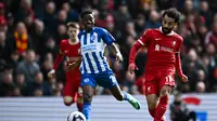 Pertandingan antara Liverpool versus Brighton di Anfield pada ajang Liga Inggris 2023/2024 hari Minggu (31/03/2024) malam WIB. (PAUL ELLIS / AFP)