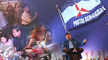 Ketua Umum Partai Demokrat Susilo Bambang Yudhoyono (SBY) menyampaikan pemaparan dalam acara Penataran Pimpinan dan Kader Partai Demokrat di Bogor, Jawa Barat, Senin (28/3). (Liputan6.com/Immanuel Antonius)