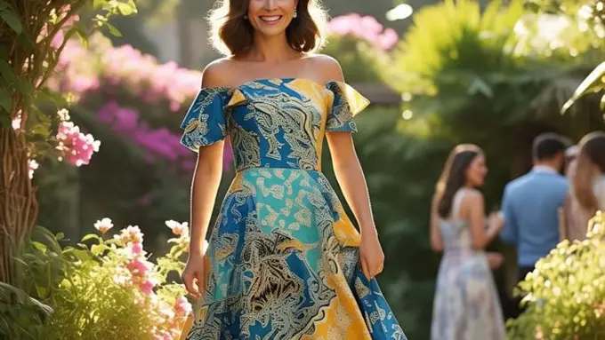 Iustrasi Model Batik untuk Kondangan Outdoor Kekinian (Sumber Gambar: Meta AI)