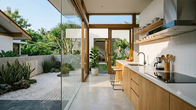 Inspirasi Dapur dengan Taman Zen Minimalis