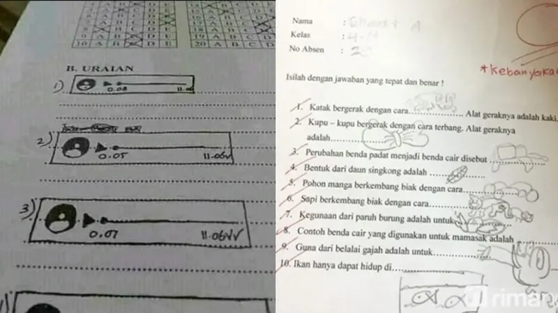 6 Jawaban Absurd Murid Pakai Gambar Ini Sulit Dipahami Guru, Kocak