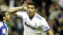 Selebrasi gol Cristiano Ronaldo yang melesakkan empat gol saat Real Madrid melumat Racing Santander 6-1 pada laga La Liga di Santiago Bernabeu, 23 Oktober 2010. AFP PHOTO/PEDRO ARMESTRE