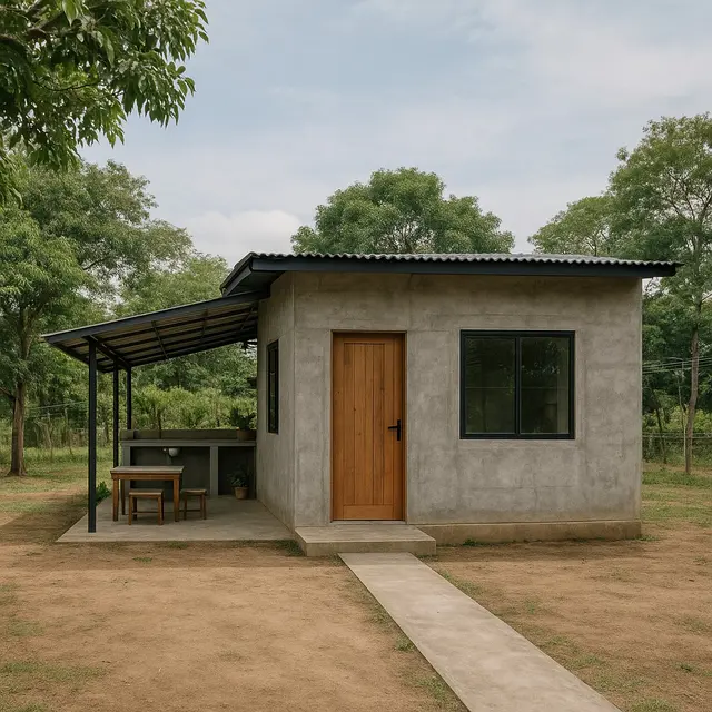Model Rumah Sederhana Ukuran 6x9 dengan Pekarangan Luas di Desa