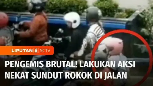 VIDEO: Kesal Tak Diberi Uang, Pengemis Sundut Rokok ke Pemotor!