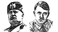 Ilustrasi Benito Mussolini dan Adolf Hitler. (Dreamstime)