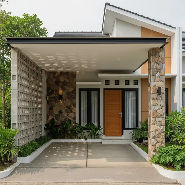 6 Model Carport dengan Dinding Roster, Bikin Sirkulasi Udara Lebih Baik