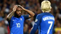 Alexandre Lacazette kecewa berat Prancis diimbangi tim lemah Luksemburg ( FRANCK FIFE / AFP)