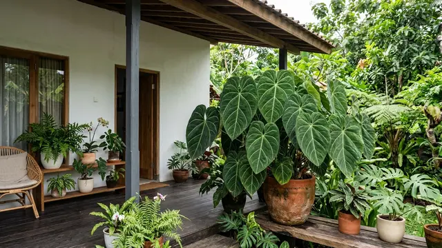 ide tanaman depan rumah; tanaman hias kuping gajah. AI Generated
