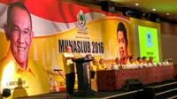 Ketua Umum Partai Golkar Aburizal saat memberikan pidato di pra Munaslub Golkar di Bali. (@golkar5)