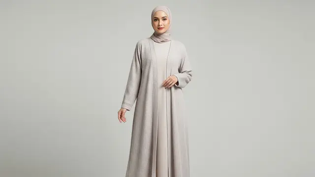 Abaya Outer (Luaran) dari Bahan Waffle Knit Ringan
