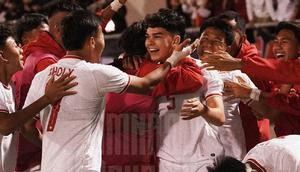 Timnas Indonesia U-17 merayakan gol Matthew Baker ke gawang Timnas Kuwait U-17, Rabu (23/10/2024) (c) Dok. PSSI