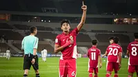 Evandra Florasta mencetak dua gol saat Timnas Indonesia U-17 menang 4-1 atas Timnas Yaman U-17 dalam laga kedua Grup C Piala Asia U-17 2025 yang berlangsung di Prince Abdullah Al-Faisal Stadium, Jeddah, Senin (7/4/2025). (Dok. PSSI)