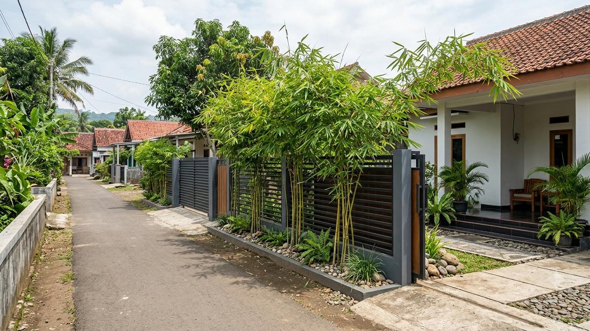 7 Inspirasi Pagar Besi dengan Bambu Hias agar Halaman Lebih Teduh, Desain Minimalis untuk Rumah Modern