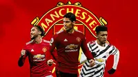 Manchester United - Dominic Calvert-Lewin, Raphael Varane, Jadon Sancho (Bola.com/Adreanus Titus)