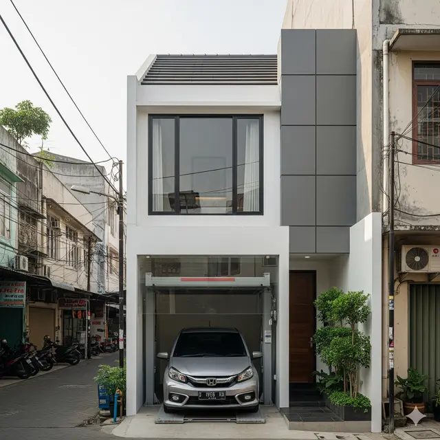 Desain Rumah Sempit Ada Garasi Mobil Kecil