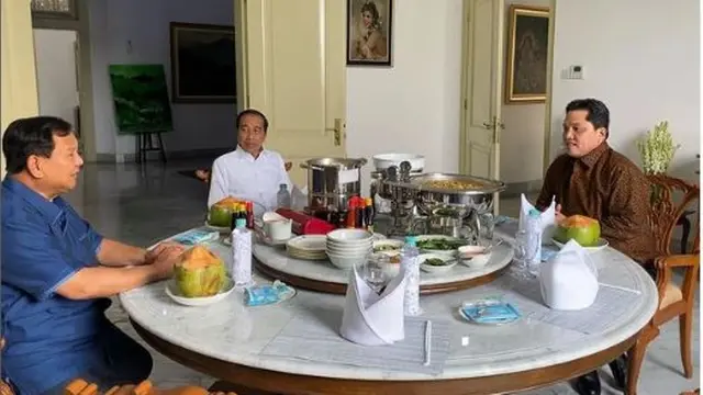 Dijamu Jokowi di Istana Bogor, Prabowo Subianto dan Eick Thohir Dihidangkan Kelapa Muda