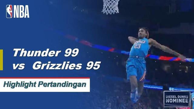Westbrook skor 22 sebagai Thunder mendapatkan kemenangan atas Grizzlies 99-95