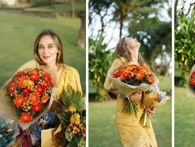 Foto kombinasi Luna Maya saat merayakan ulang tahunnya yang ke-39. Wanita kelahiran Denpasar, Bali, ini terlihat tengah berada di kampung halamannya tepat di hari ulang tahunnya. (Instagram/lunamaya)