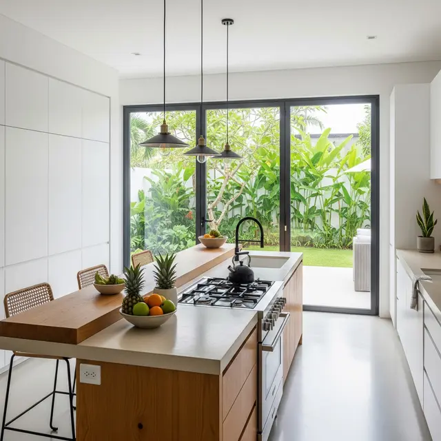 Inspirasi Dapur dengan Kombinasi Kayu dan Warna Putih (AI Generated)