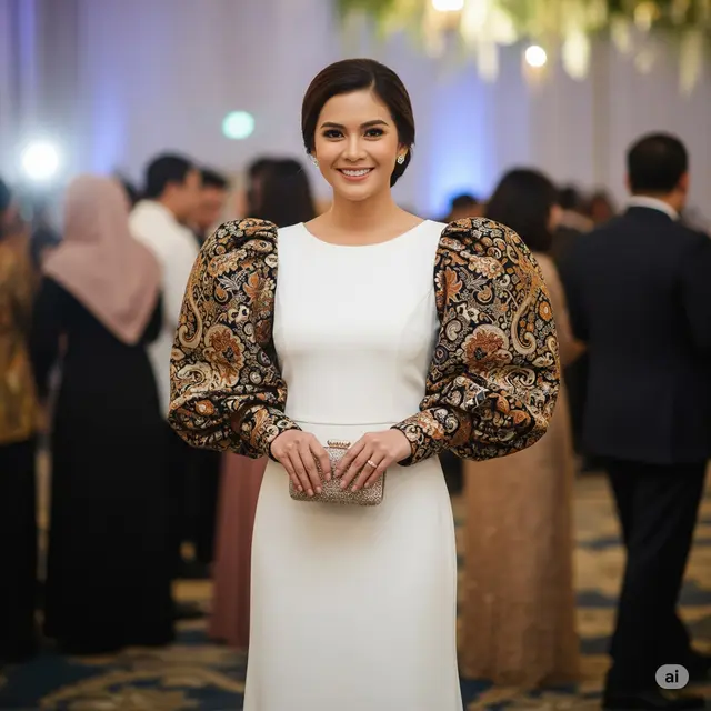 Dress Lengan Balon Brokat