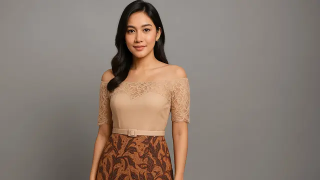 7 Model Dress Batik Kombinasi Polos dan Brokat, Bikin Penampilan Makin Modern dan Berkelas