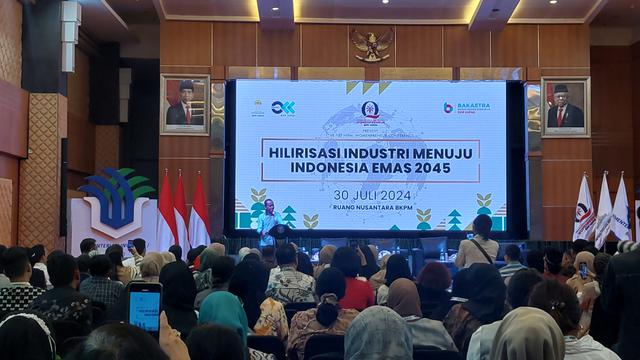 Menteri Investasi/Kepala BKPM Bahlil Lahadalia saat acara Hilirisasi Industri Menuju Indonesia Emas 2045, di Kantor BKPM, Jakarta, Selasa (30/7/2024). (Foto: Liputan6.com/Arief RH)