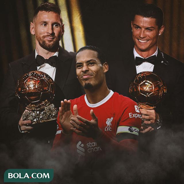 Ilustrasi - Lionel Messi, Cristiano Ronaldo, Virgil van Dijk