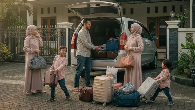 ilustrasi mudik dengan mobil