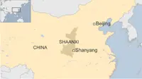 Lokasi tanah longsor di Shananxi, China. (BBC)